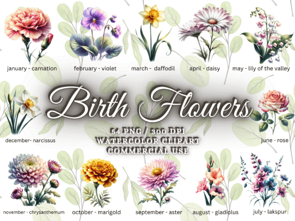 Download Birth Month Flower Clipart - Flower Png - Birth month flower Collection
