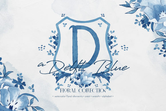 Download Delft Blue Floral Illustration Pack - Floral illustration Collection
