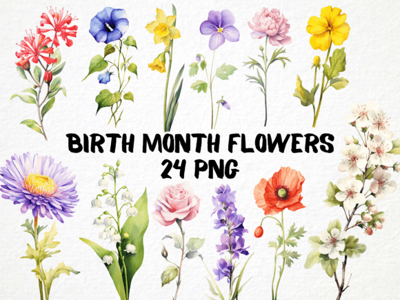 Download Birth Month Flower Clipart Bundle - Birth month flower Collection